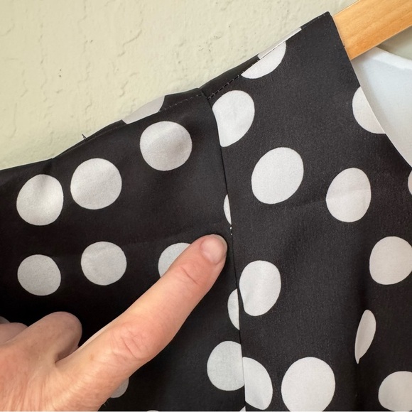 NWT CAROLINA HERRERA Polka Dot Silk Organza Puff Sleeve Dress Black White Size 8 - Picture 9 of 16